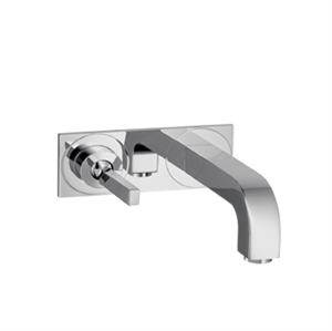 Picture of Single lever basin mixer with plate and long spout