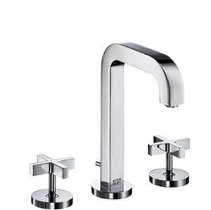 Picture of 3 hole basin mixer with cross handles and short spout