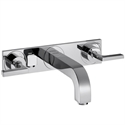 Picture of 3 hole basin mixer with lever handles, escutcheons and long spout