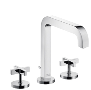 Picture of 3 hole basin mixer with cross head handles and long spout