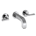 Picture of 3 hole basin mixer with lever handles, escutcheons and short spout