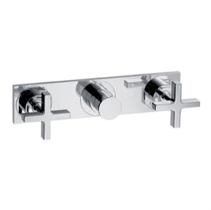 Picture of 2 handle bath and shower mixer for concealed installation with cross handles and plate