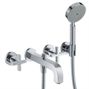 Picture of 3 hole bath mixer with cross head handles and plate