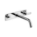 Picture of 3 hole basin mixer with plate and long spout, wall mounted