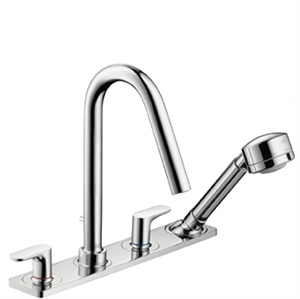 Picture of 4 hole tile mounted bath and shower mixer with plate