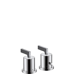 Picture of 2 hole thermostatic rim mounted chrome bath mixer with lever handles