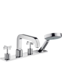 Picture of 4 hole rim mounted bath and shower mixer with cross head handles and plate