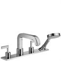 Picture of 4 hole rim mounted bath mixer with lever handles and plate