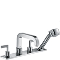 Picture of 4 hole tile mounted bath and shower mixer with lever handles and plate