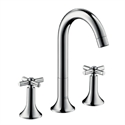 Picture of 3 hole basin mixer with cross head handles and high swivel spout