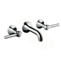 Picture of 3 hole basin mixer with lever handles and short spout