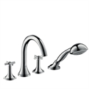 Picture of 4 hole rim mounted bath and shower mixer with cross head handles and high spout