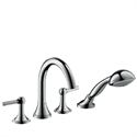 Picture of 4 hole rim mounted bath and shower mixer with lever handles and high spout